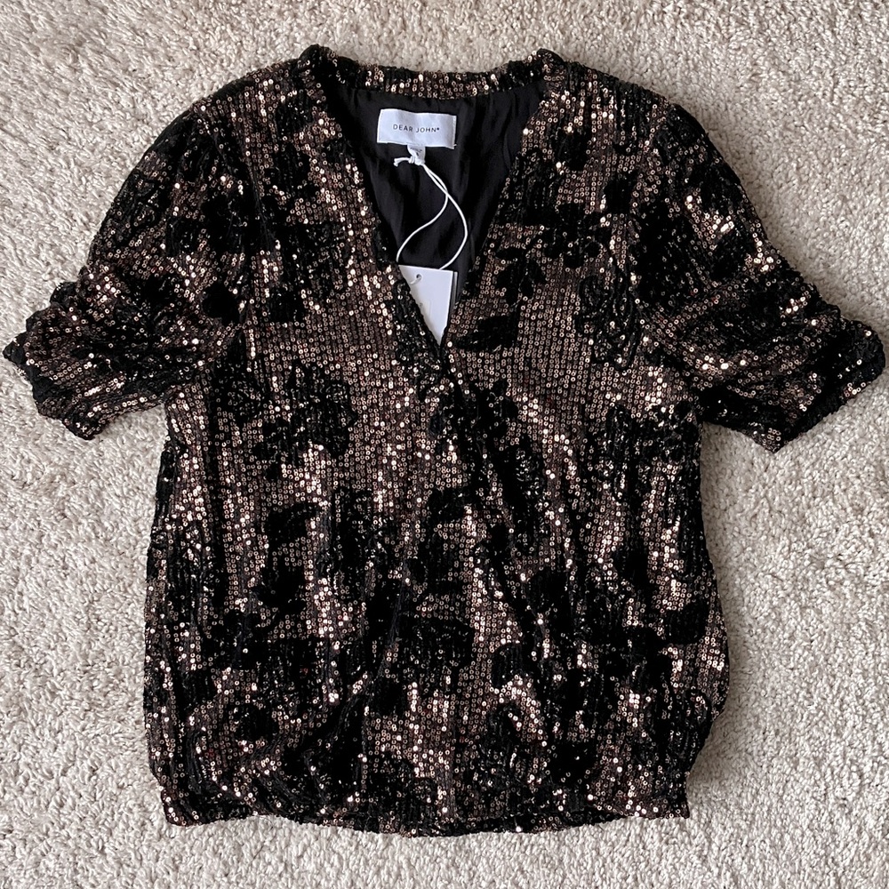 Dear John | Rose Gold Sequin Blouse